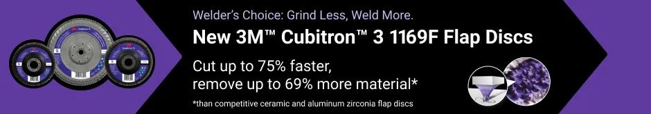 Welder’s Choice: Grind Less, Weld More. New 3M™ Cubitron™ 3 1169F Flap Discs. Shop now.