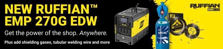 New ESAB Ruffian EMP 270G EDW. Get the power of the shop. Anywhere. Plus add shielding gases, tubular wire and more. Shop Now.